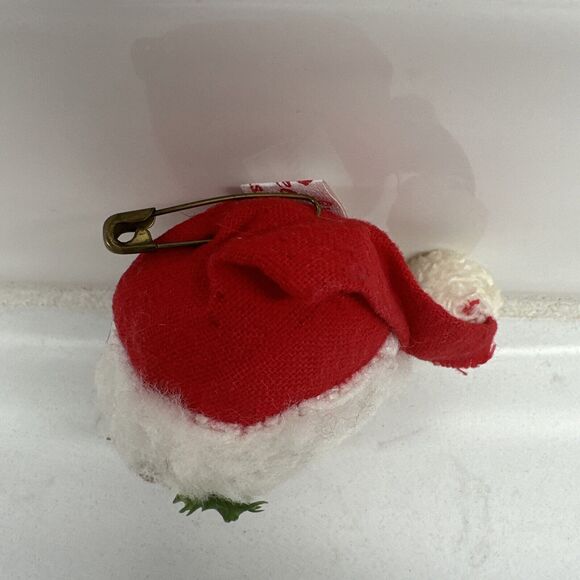 Vintage Santa Head Pin 1965 Cloth Brooch Christmas Gift Ugly Sweater Analee - Picture 8 of 10